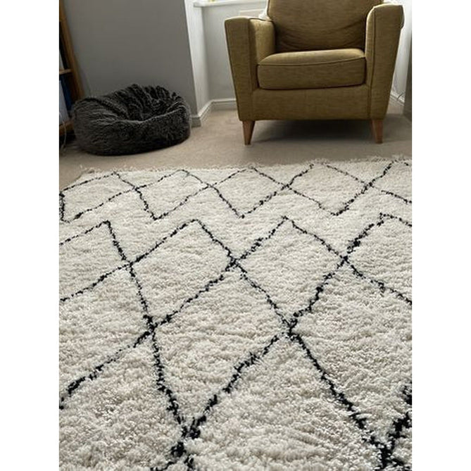 Boho 8280 Modern Moroccan Berber Soft Plush Shaggy White/Black Rug-Think Rugs-Rug Love - The Most Loved Rug Store