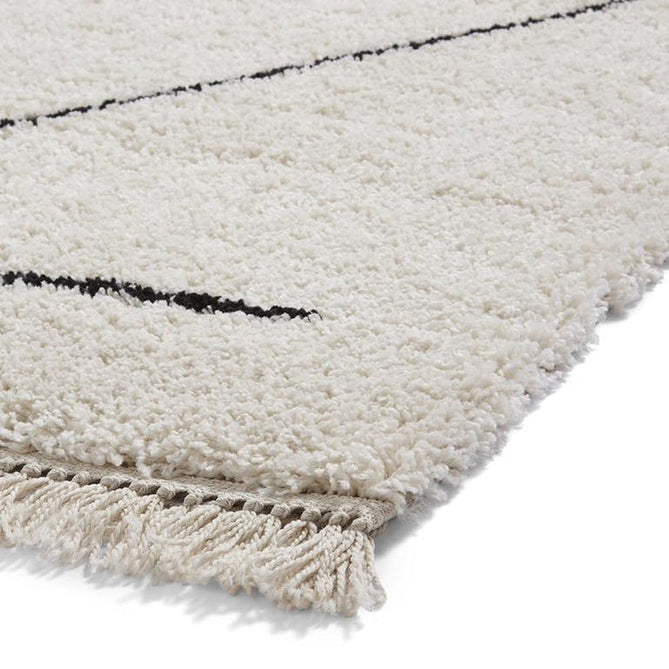 Boho A474 Modern Moroccan Berber Soft Plush Shaggy White/Black Rug-Think Rugs-Rug Love - The Most Loved Rug Store