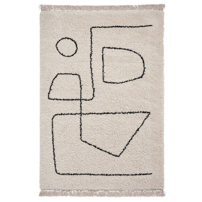 Boho A474 Modern Moroccan Berber Soft Plush Shaggy White/Black Rug-Think Rugs-Rug Love - The Most Loved Rug Store