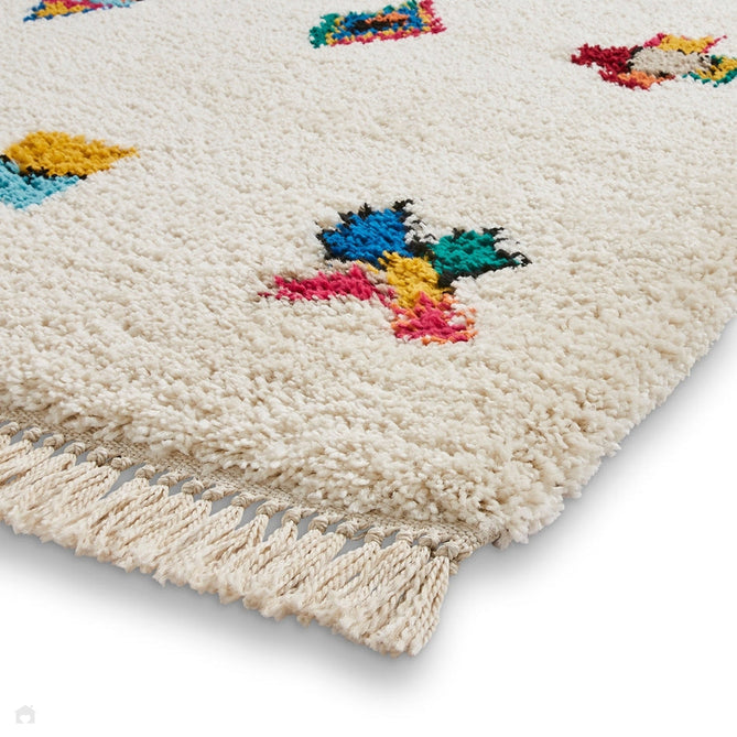 Boho A808 Icon Modern Moroccan Berber Soft Plush Shaggy White/Multicolour Rug-Think Rugs-Rug Love - The Most Loved Rug Store