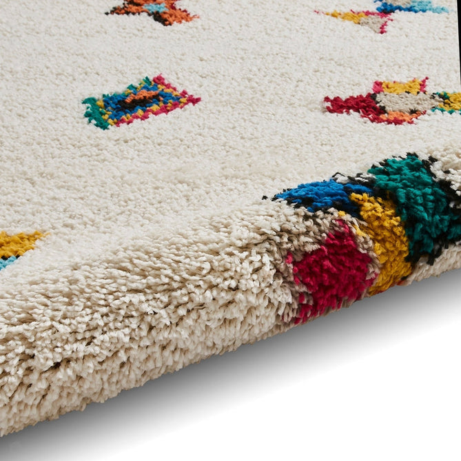 Boho A808 Icon Modern Moroccan Berber Soft Plush Shaggy White/Multicolour Rug-Think Rugs-Rug Love - The Most Loved Rug Store