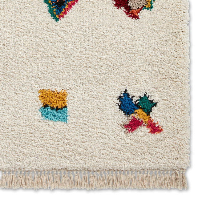 Boho A808 Icon Modern Moroccan Berber Soft Plush Shaggy White/Multicolour Rug-Think Rugs-Rug Love - The Most Loved Rug Store