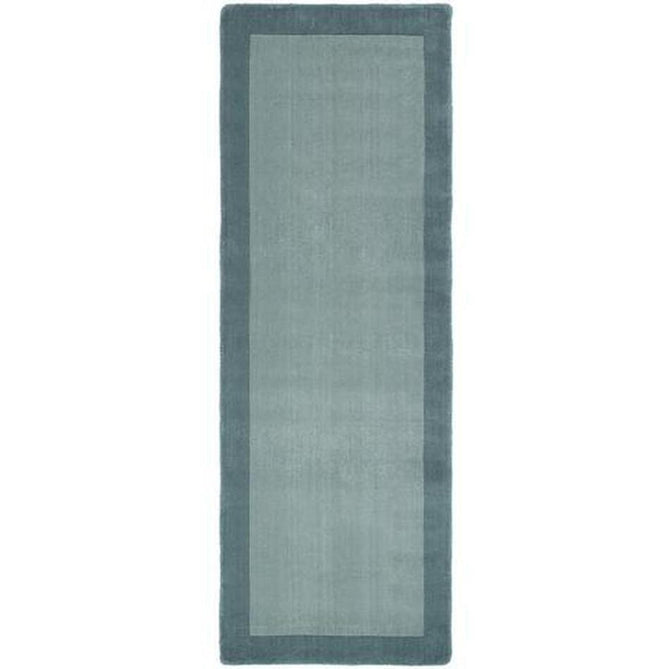 Borders Modern Plain Contrast Border Hand-Woven Wool Duck Egg Runner-Origins-Rug Love - The Most Loved Rug Store