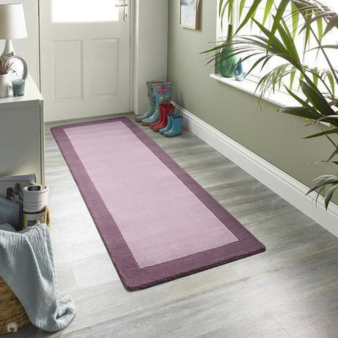 Borders Modern Plain Contrast Border Hand-Woven Wool Mauve Runner-Origins-Rug Love - The Most Loved Rug Store