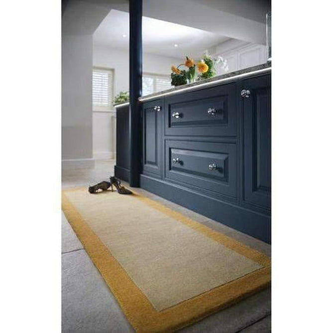 Borders Modern Plain Contrast Border Hand-Woven Wool Ochre/Beige Yellow Rug-Origins-Rug Love - The Most Loved Rug Store