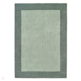 Borders Modern Plain Contrast Border Textured Hand-Woven Wool Sage Green Rug