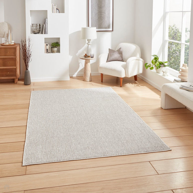 Boucle E6404 Modern Plain Textured Beaded Boucle Pile Soft-Touch Polyester Flatweave White/Grey Rug-Think Rugs-Rug Love - The Most Loved Rug Store