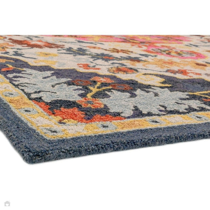 Bronte Traditional Persian Medallion Bordered Hand-Woven Textured Fine Loop Wool Pile Multicolour Rug-Asiatic Carpets-Rug Love - The Most Loved Rug Store