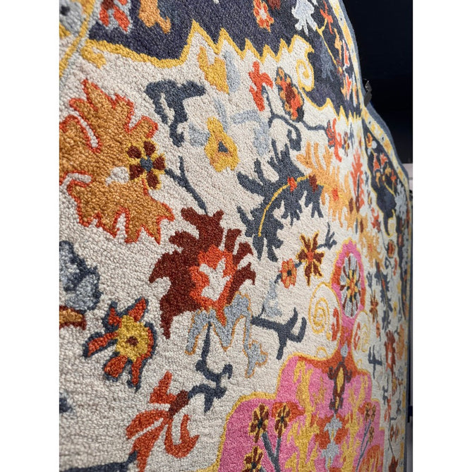 Bronte Traditional Persian Medallion Bordered Hand-Woven Textured Fine Loop Wool Pile Multicolour Rug-Asiatic Carpets-Rug Love - The Most Loved Rug Store