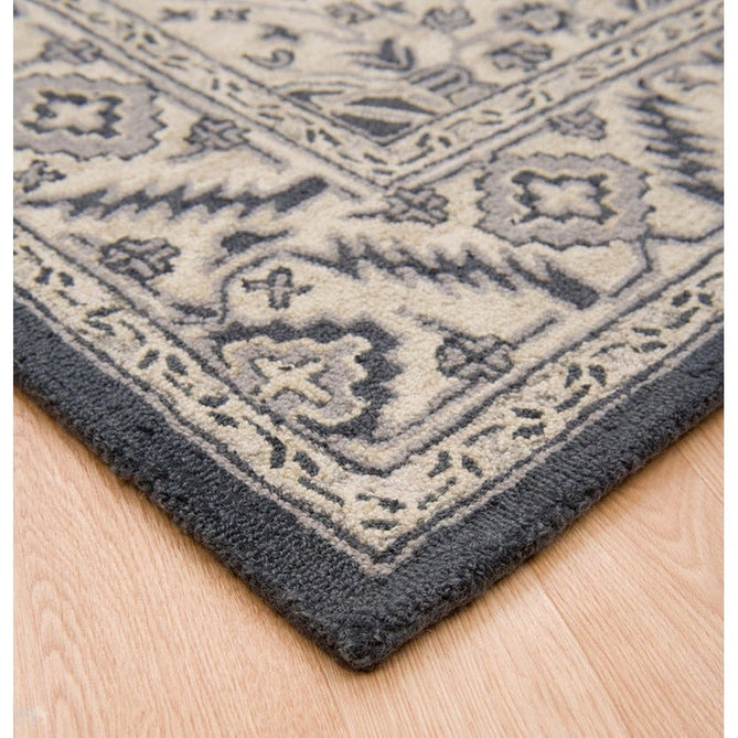 Bronte Traditional Persian Medallion Bordered Hand-Woven Textured Fine Loop Wool Pile Shadow Dark Grey/Beige/Cream Rug-Asiatic Carpets-Rug Love - The Most Loved Rug Store