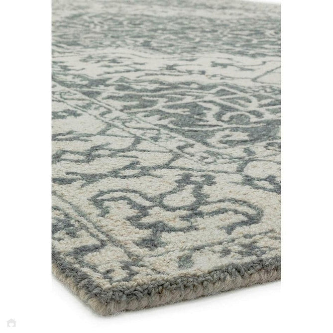 Bronte Traditional Persian Medallion Bordered Hand-Woven Textured Fine Loop Wool Pile Wool Silver/Grey/Cream Rug-Asiatic Carpets-Rug Love - The Most Loved Rug Store