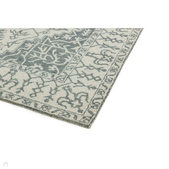 Bronte Traditional Persian Medallion Bordered Hand-Woven Textured Fine Loop Wool Pile Wool Silver/Grey/Cream Rug-Asiatic Carpets-Rug Love - The Most Loved Rug Store