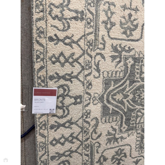 Bronte Traditional Persian Medallion Bordered Hand-Woven Textured Fine Loop Wool Pile Wool Silver/Grey/Cream Rug-Asiatic Carpets-Rug Love - The Most Loved Rug Store