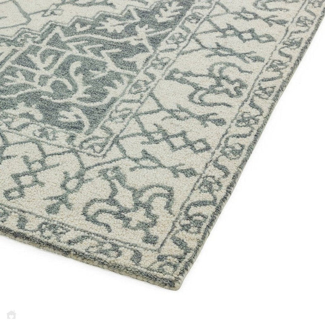 Bronte Traditional Persian Medallion Bordered Hand-Woven Textured Fine Loop Wool Pile Wool Silver/Grey/Cream Rug-Asiatic Carpets-Rug Love - The Most Loved Rug Store