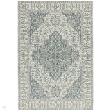 Bronte Traditional Persian Medallion Bordered Hand-Woven Textured Fine Loop Wool Pile Wool Silver/Grey/Cream Rug