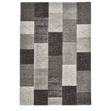 Brooklyn 21830 Modern Geometric Square Patchwork Blocks Soft Hand-Carved Grey/Black Rug