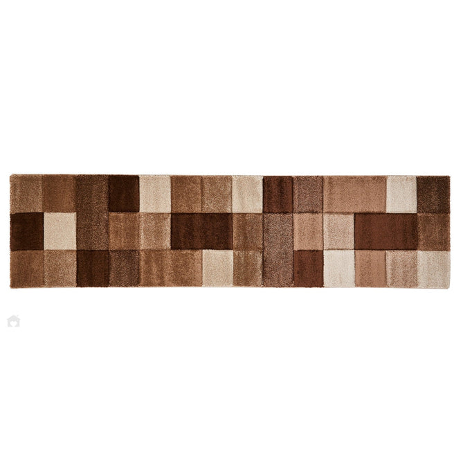 Brooklyn 646 Modern Geometric Tile Blocks Soft Hand-Carved Beige/Brown Runner-Think Rugs-Rug Love - The Most Loved Rug Store