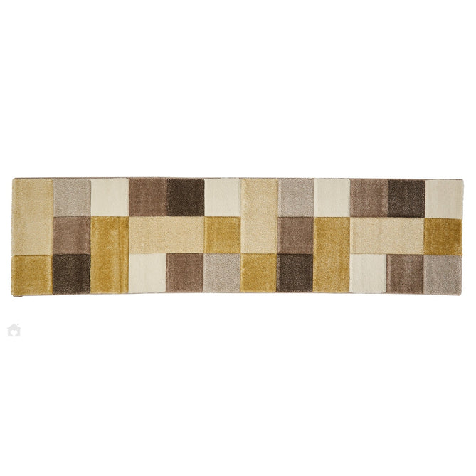 Brooklyn 646 Modern Geometric Tile Blocks Soft Hand-Carved Beige/Yellow/Cream Runner-Think Rugs-Rug Love - The Most Loved Rug Store