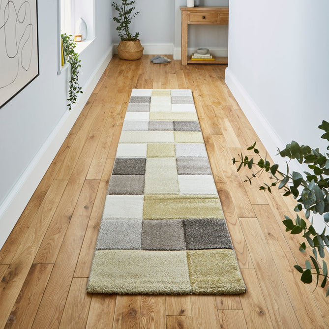 Brooklyn 646 Modern Geometric Tile Blocks Soft Hand-Carved Beige/Yellow/Cream Runner-Think Rugs-Rug Love - The Most Loved Rug Store