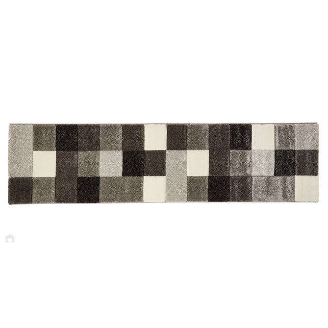 Brooklyn 646 Modern Geometric Tile Blocks Soft Hand-Carved Grey/Cream Runner-Think Rugs-Rug Love - The Most Loved Rug Store