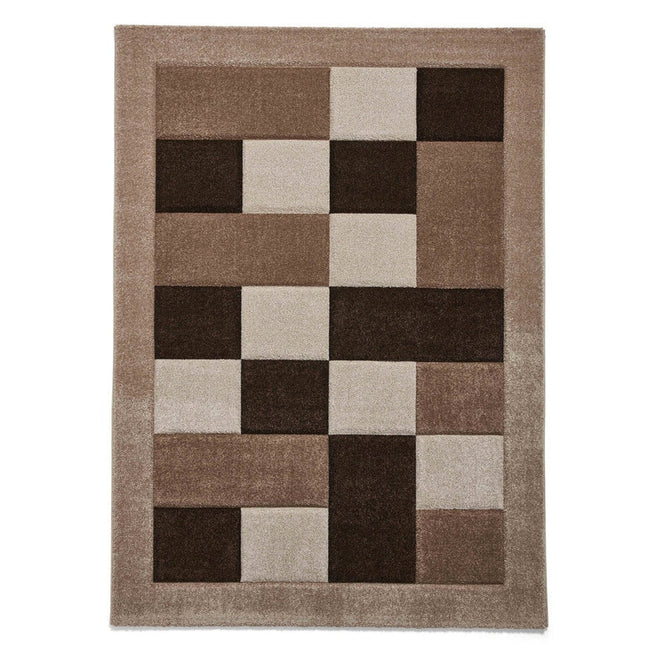 Brooklyn BRK04 Modern Geometric Patchwork Blocks Border Soft Hand-Carved Beige Rug-Think Rugs-Rug Love - The Most Loved Rug Store