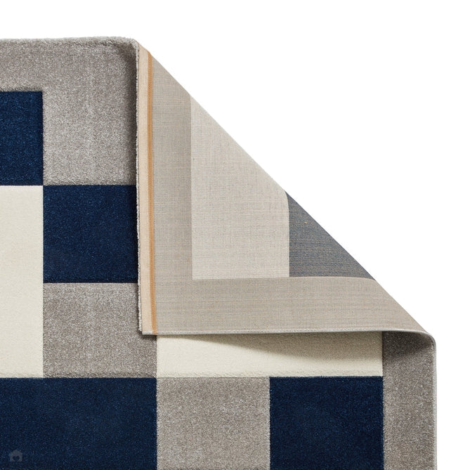 Brooklyn BRK04 Modern Geometric Patchwork Blocks Border Soft Hand-Carved Grey/Navy/Cream Rug-Think Rugs-Rug Love - The Most Loved Rug Store