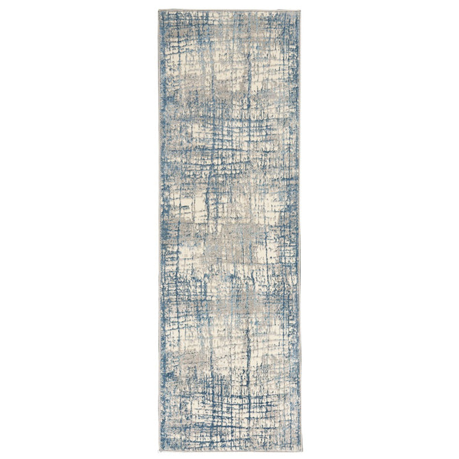 CK Rush CK950 Modern Crosshatched Linear Abstract Distressed Hi-Low Textured Low Flat-Pile Ivory/Blue Rug-Calvin Klein-Rug Love - The Most Loved Rug Store