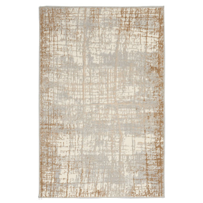 CK Rush CK950 Modern Crosshatched Linear Abstract Distressed Hi-Low Textured Low Flat-Pile Ivory/Taupe Rug-Calvin Klein-Rug Love - The Most Loved Rug Store