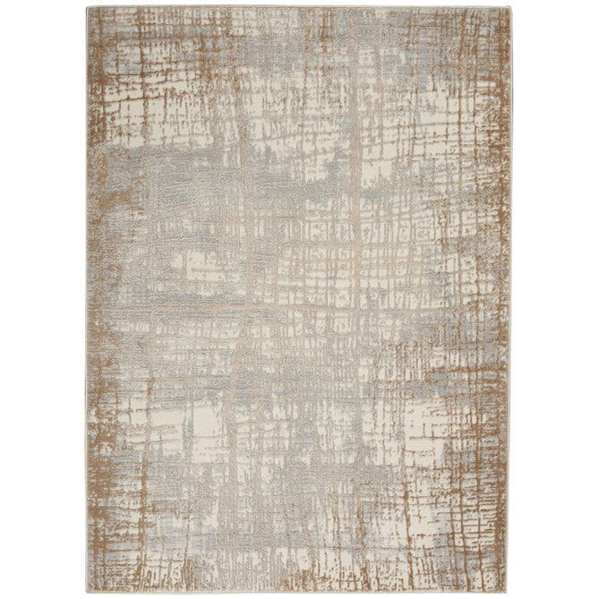 CK Rush CK950 Modern Crosshatched Linear Abstract Distressed Hi-Low Textured Low Flat-Pile Ivory/Taupe Rug-Calvin Klein-Rug Love - The Most Loved Rug Store