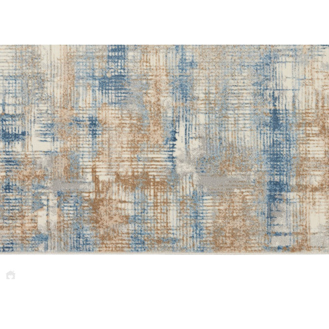 CK Rush CK951 Modern Crosshatched Linear Abstract Distressed Hi-Low Textured Low Flat-Pile Blue/Beige Runner-Calvin Klein-Rug Love - The Most Loved Rug Store