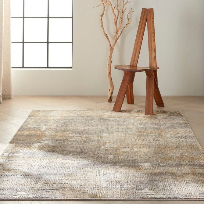 CK Rush CK951 Modern Crosshatched Linear Abstract Distressed Hi-Low Textured Low Flat-Pile Grey/Beige Rug-Calvin Klein-Rug Love - The Most Loved Rug Store