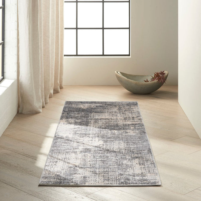 CK Rush CK953 Modern Crosshatched Linear Abstract Distressed Hi-Low Textured Low Flat-Pile Grey/Beige Rug-Calvin Klein-Rug Love - The Most Loved Rug Store