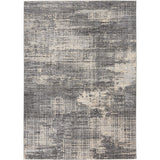 CK Rush CK953 Modern Crosshatched Linear Abstract Distressed Hi-Low Textured Low Flat-Pile Grey/Beige/Ivory Rug