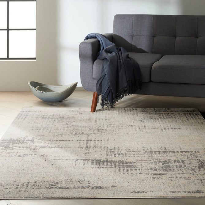 CK Rush CK953 Modern Crosshatched Linear Abstract Distressed Hi-Low Textured Low Flat-Pile Ivory/Beige Rug-Calvin Klein-Rug Love - The Most Loved Rug Store