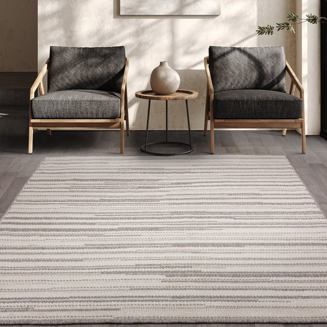 Camber Stripe Modern Linear Durable Hi-Low Textured Pile Polyester Flatweave Grey/Cream Rug-Asiatic Carpets-Rug Love - The Most Loved Rug Store