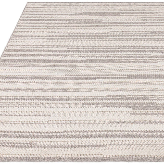 Camber Stripe Modern Linear Durable Hi-Low Textured Pile Polyester Flatweave Grey/Cream Rug-Asiatic Carpets-Rug Love - The Most Loved Rug Store