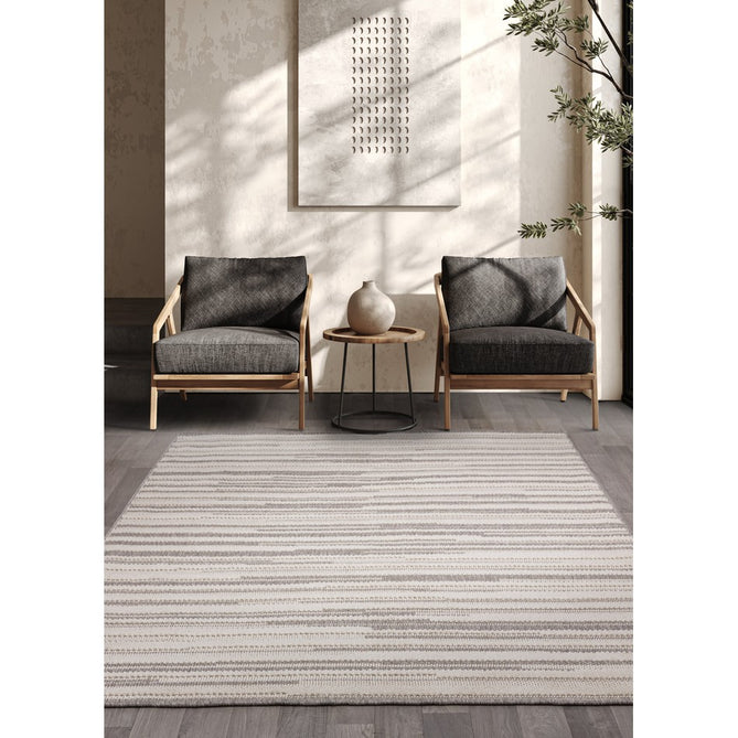 Camber Stripe Modern Linear Durable Hi-Low Textured Pile Polyester Flatweave Grey/Cream Rug-Asiatic Carpets-Rug Love - The Most Loved Rug Store