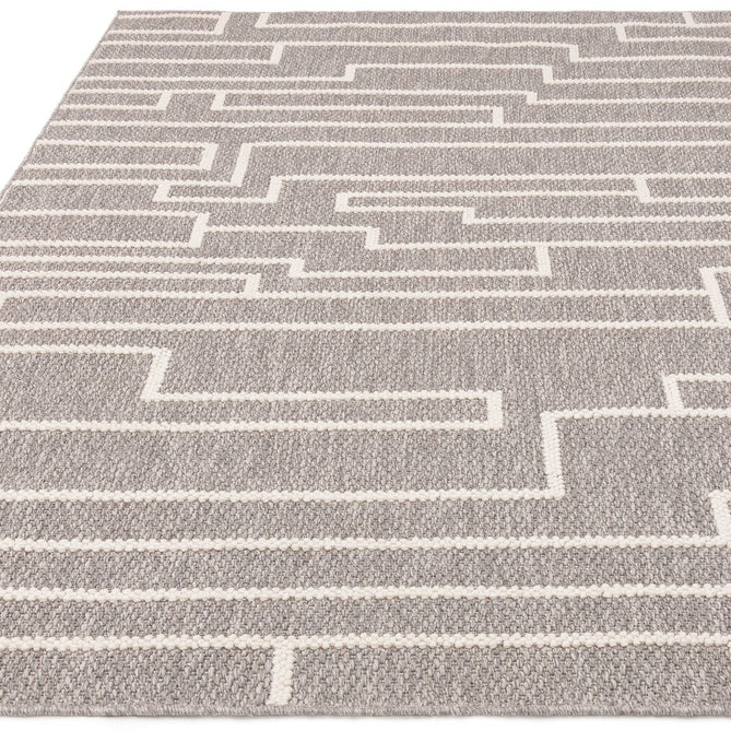 Camber Track Modern Geometric Durable Hi-Low Textured Pile Polyester Flatweave Grey/Cream Rug-Asiatic Carpets-Rug Love - The Most Loved Rug Store