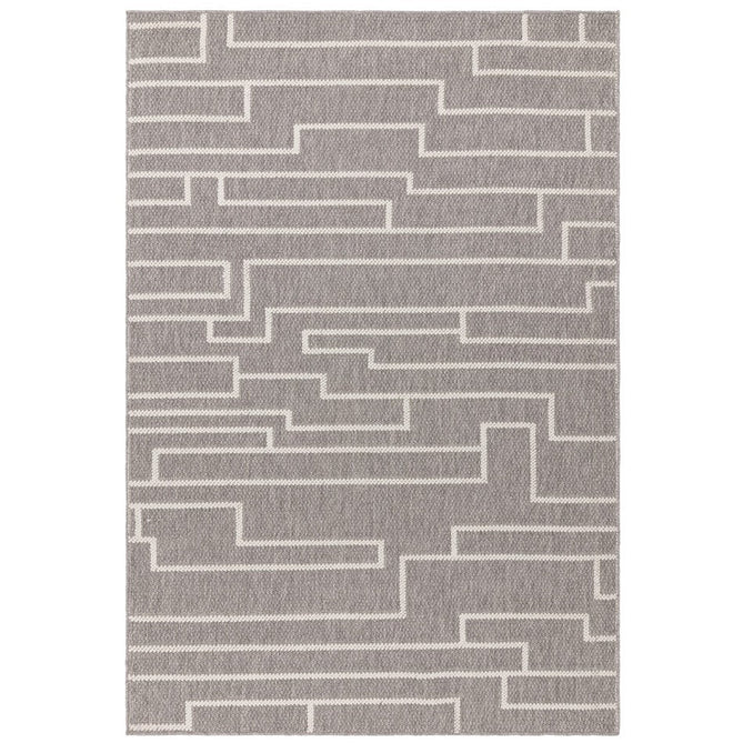 Camber Track Modern Geometric Durable Hi-Low Textured Pile Polyester Flatweave Grey/Cream Rug-Asiatic Carpets-Rug Love - The Most Loved Rug Store