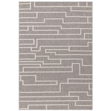 Camber Track Modern Geometric Durable Hi-Low Textured Pile Polyester Flatweave Grey/Cream Rug