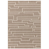 Camber Track Modern Geometric Durable Hi-Low Textured Pile Polyester Flatweave Sand/Natural Rug