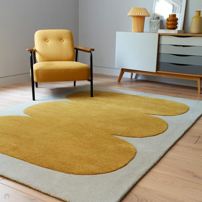 Canvas 04 Sculpt Modern Abstract Hand-Woven Wool Hi-Low Contrast Textured Flat-Pile Yellow Rug 160 x 230 cm-Shop Returns-Rug Love - The Most Loved Rug Store