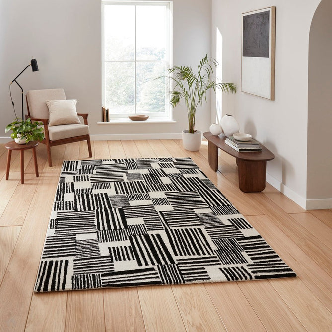 Catherine Lansfield Blocks Modern Abstract Black/White Rug-Think Rugs-Rug Love - The Most Loved Rug Store