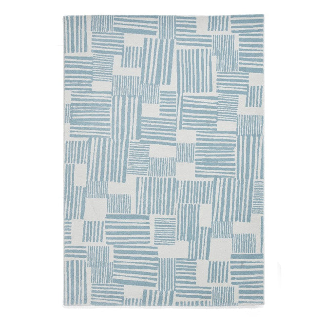 Catherine Lansfield Blocks Modern Abstract Blue/Cream Rug-Think Rugs-Rug Love - The Most Loved Rug Store