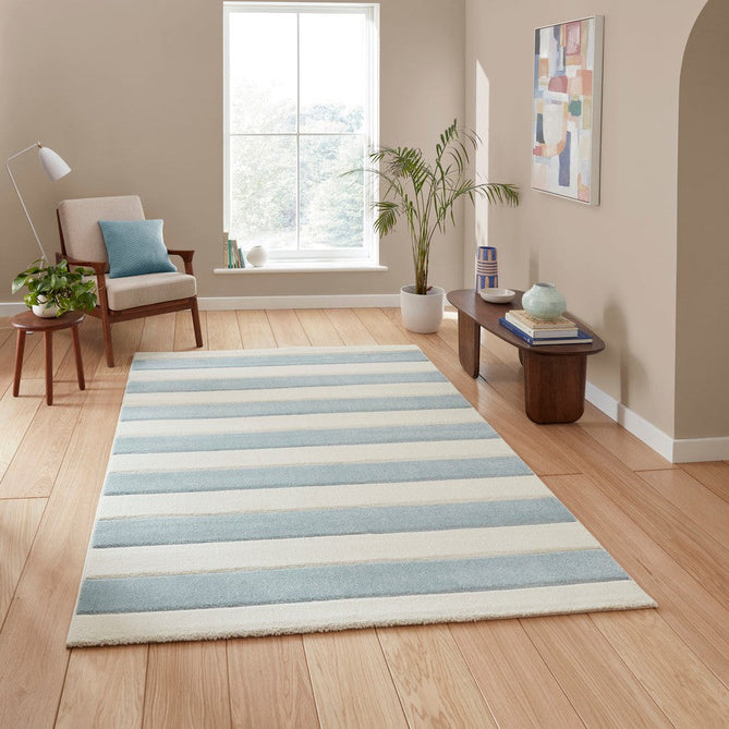 Catherine Lansfield Cove Stripe Modern Linear Blue/Cream Rug-Think Rugs-Rug Love - The Most Loved Rug Store