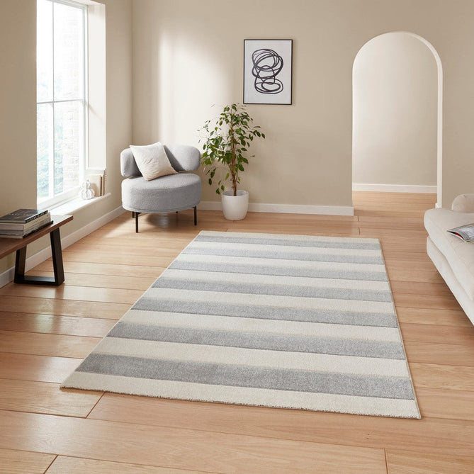 Catherine Lansfield Cove Stripe Modern Linear Grey/Cream Rug-Think Rugs-Rug Love - The Most Loved Rug Store