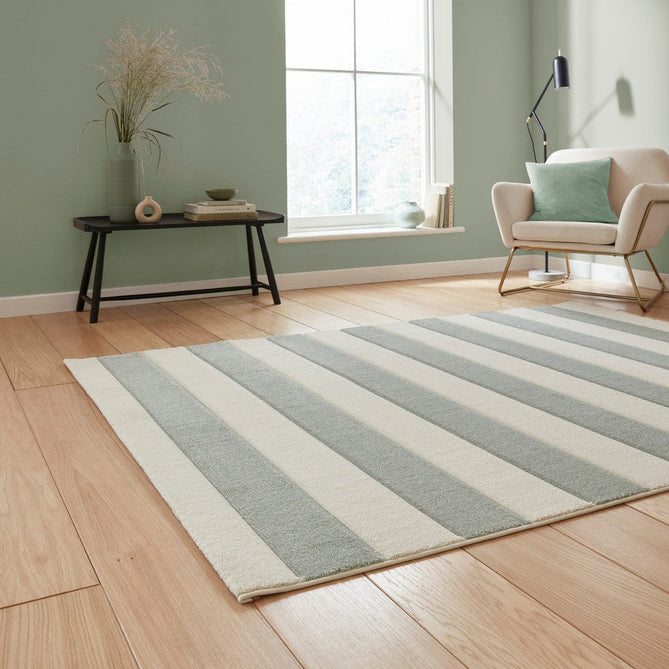 Catherine Lansfield Cove Stripe Modern Linear Sage Green/Cream Rug-Think Rugs-Rug Love - The Most Loved Rug Store