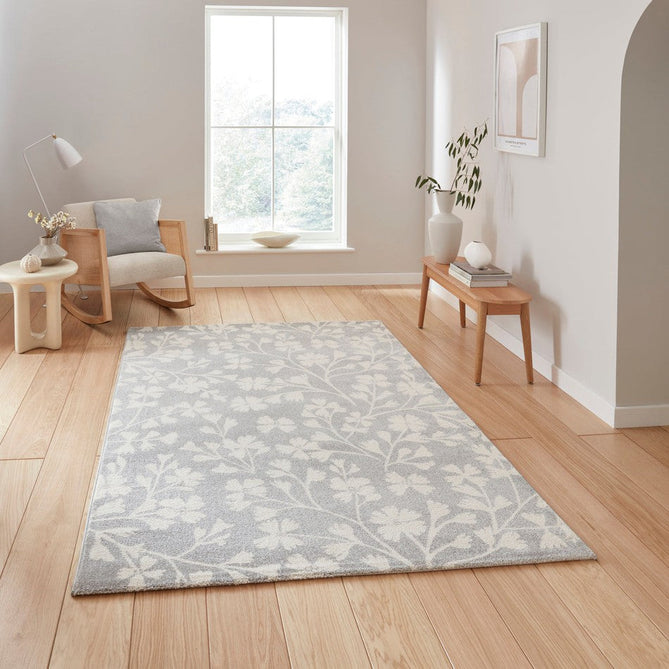 Catherine Lansfield Grace Floral Grey/Cream Rug-Think Rugs-Rug Love - The Most Loved Rug Store