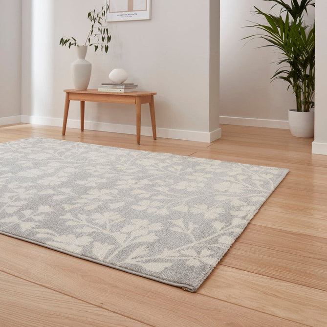 Catherine Lansfield Grace Floral Grey/Cream Rug-Think Rugs-Rug Love - The Most Loved Rug Store