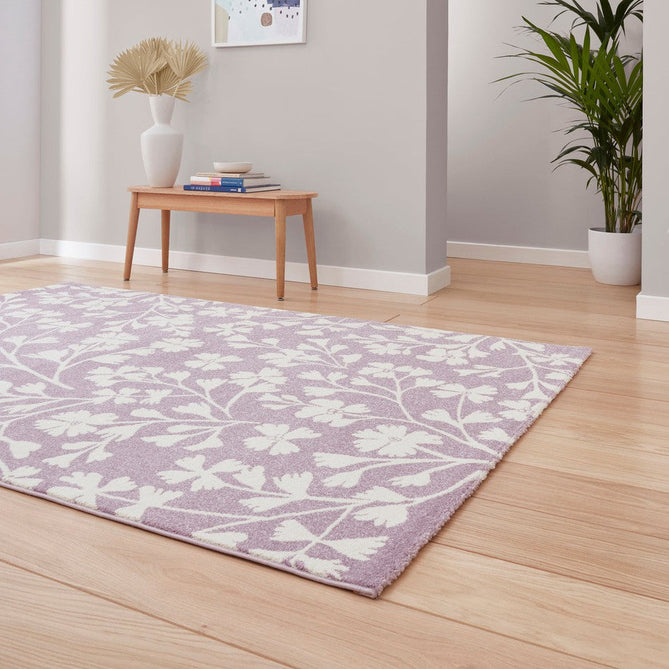 Catherine Lansfield Grace Floral Lilac/Cream Rug-Think Rugs-Rug Love - The Most Loved Rug Store